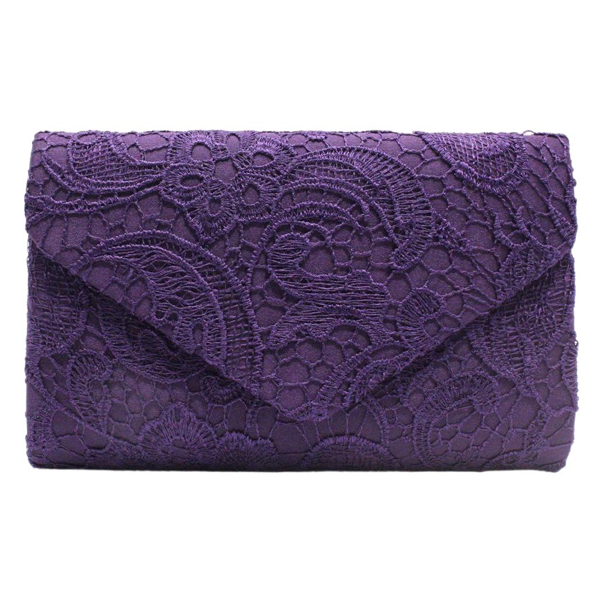 En stock suministro directo de fábrica entrega de una pieza de maquillaje encaje satén V cubierta cena bolsa con tapa embrague bolsa