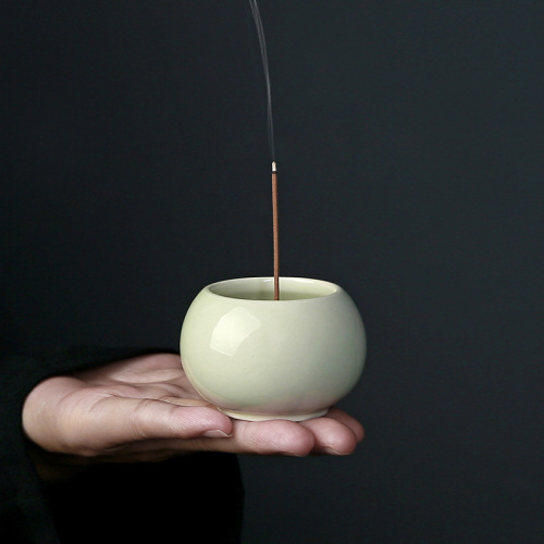 Plant ash Baifu jar small incense burner household sandalwood incense burner line incense insert incense seat indoor tea table ceramic ornaments