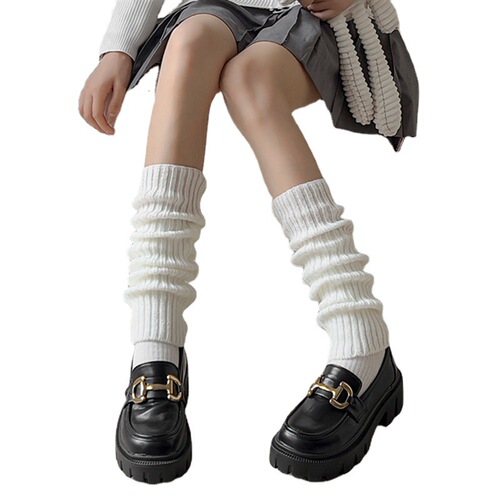 Wool knitted socks, Japanese style JK leg covers, pile socks, versatile calf socks, women's autumn and winter thickened warm mid-calf socks