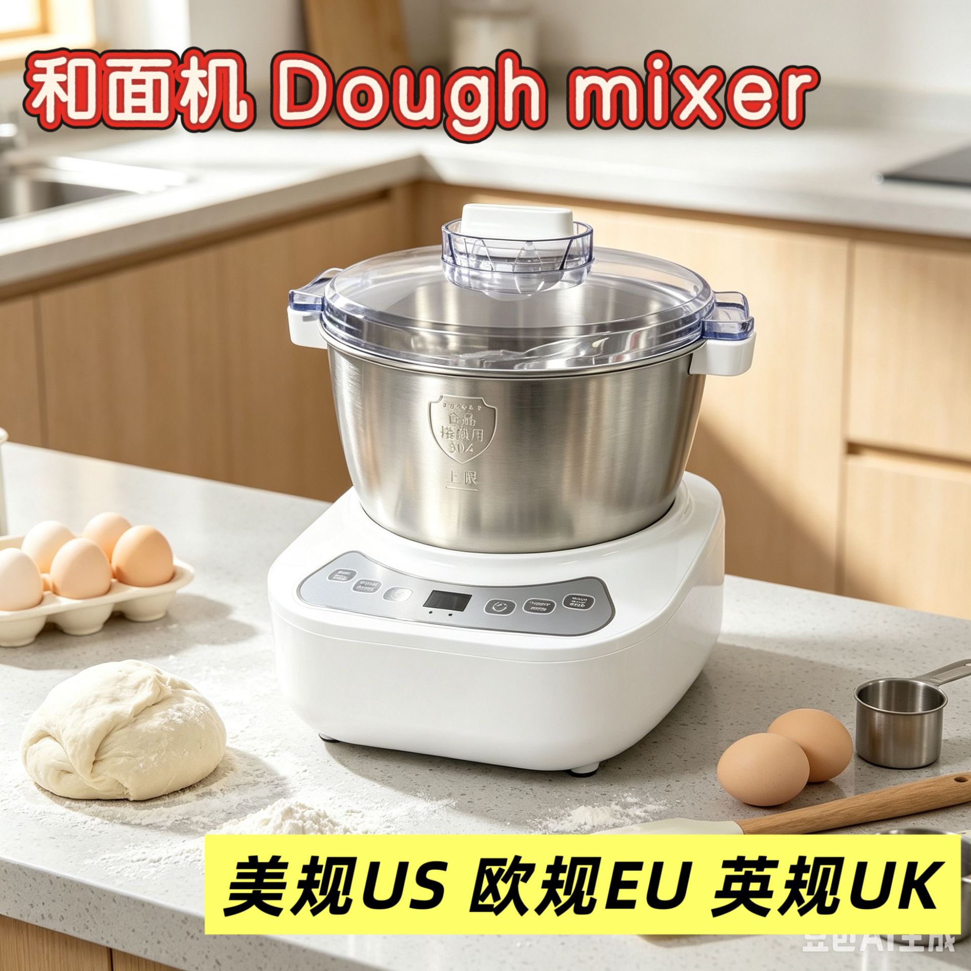 Household Dough Mixer, Us and Eu Standards, Intelligent Fully Automatic Proofing and Kneading All-In-One, Electric Dough Mixer, Dropshipping, Cross-Border