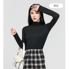 半高领牛奶丝打底衫女2025秋冬新款高弹大码上衣长袖纯色针织衫女