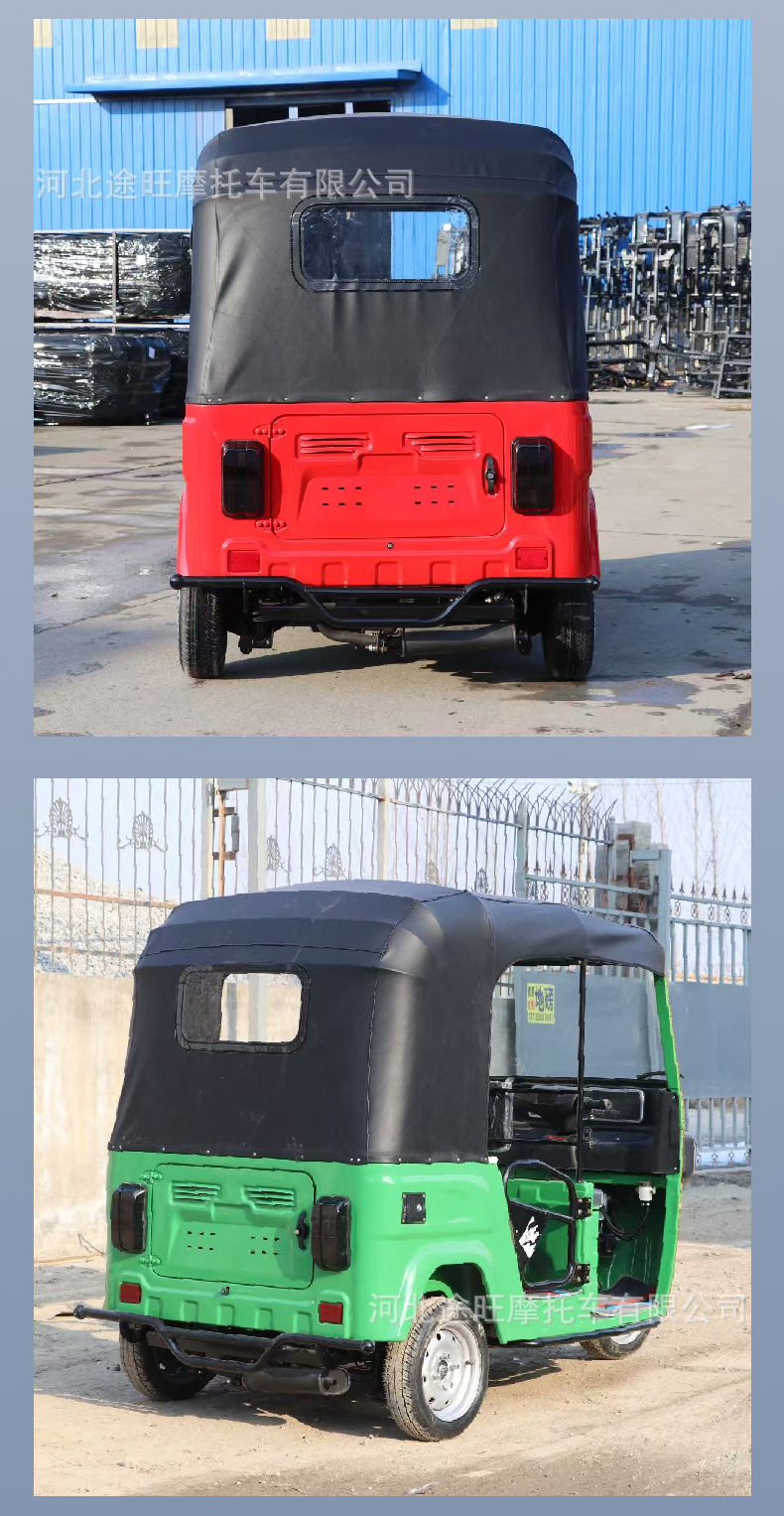 Fuel-powered three-wheeled motorcycle with canopy for passenger transport, Southeast Asian cross-border TUK-TUK passenger three-wheeled motorcycle
