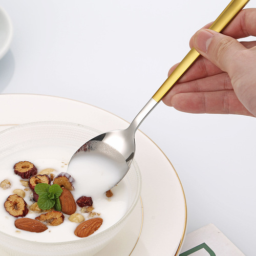 304 stainless steel spoon, good-looking household Korean-style bibimbap spoon, long-handled spoon, children's eating spoon