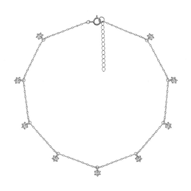 simple s925 silver micro-inlaid zircon necklace wholesale