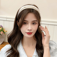 小香風發箍女網紅2023新品洗臉發卡頭飾珍珠壓發頭箍辮子發窟F084