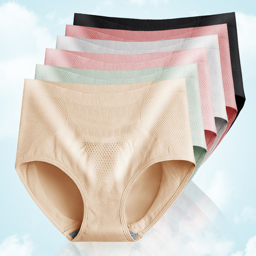 Seamless High-Waist Panties for Women: Honeycomb Graphene Antibacterial Tummy-Control Underwear, Women's Traceless Body-Shaping Triangle Briefs with a Honeycomb Design
