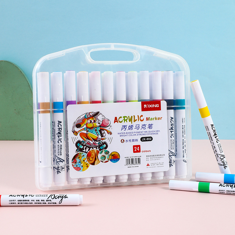 Bolígrafo de acrílico 24 color conjunto de tinta acuosa bolígrafo de graffiti cerámico bolígrafo de acrílico marca de pigmento