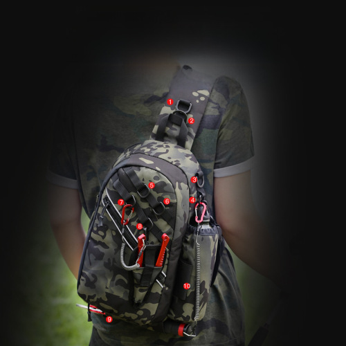 Lure fishing bag, backpack, shoulder bag, crossbody bag, rod holder, multi-functional waist bag, large-capacity rod bag, integrated hiking bag