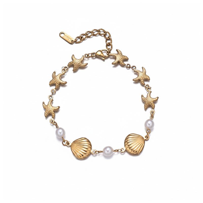 Tina Europa y los Estados Unidos venta transfronteriza pulsera de acero inoxidable ligera lujosa pulsera de estrellas de mar de alta calidad conchas marinas mujeres no desvanecen
