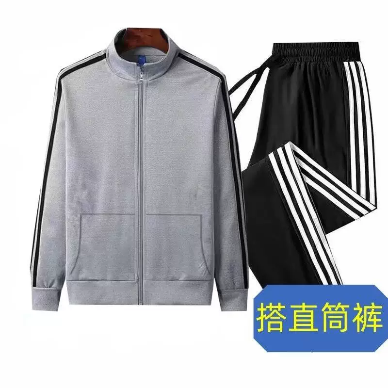 Спортивный костюм‑комплект (куртка + брюки), 3‑полосный стиль, лёгкий, размеры S–5XL