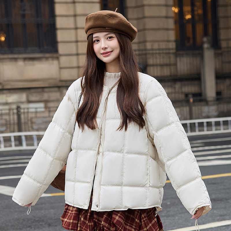2025 nuevo estilo coreano nube cuadrada cuello redondo chaqueta de algodón ligera image 1