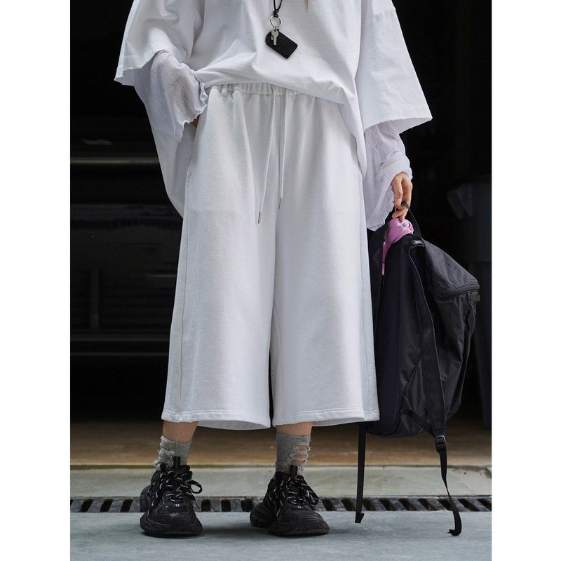 Early Autumn New Korean Style Fashionable Neutral Style Loose Wide-Leg Knitted Cropped Pants Soft and Skin-Friendly Mid-Pants for Women