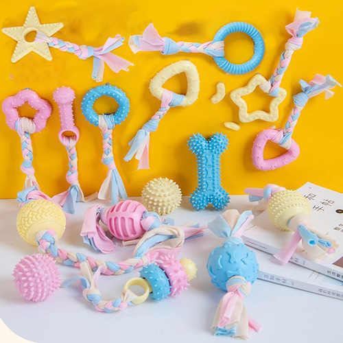 Dog toy relieves boredom, bite-resistant and vocal, puppy molar stick, puppy Teddy Bichon toy ball, pet supplies