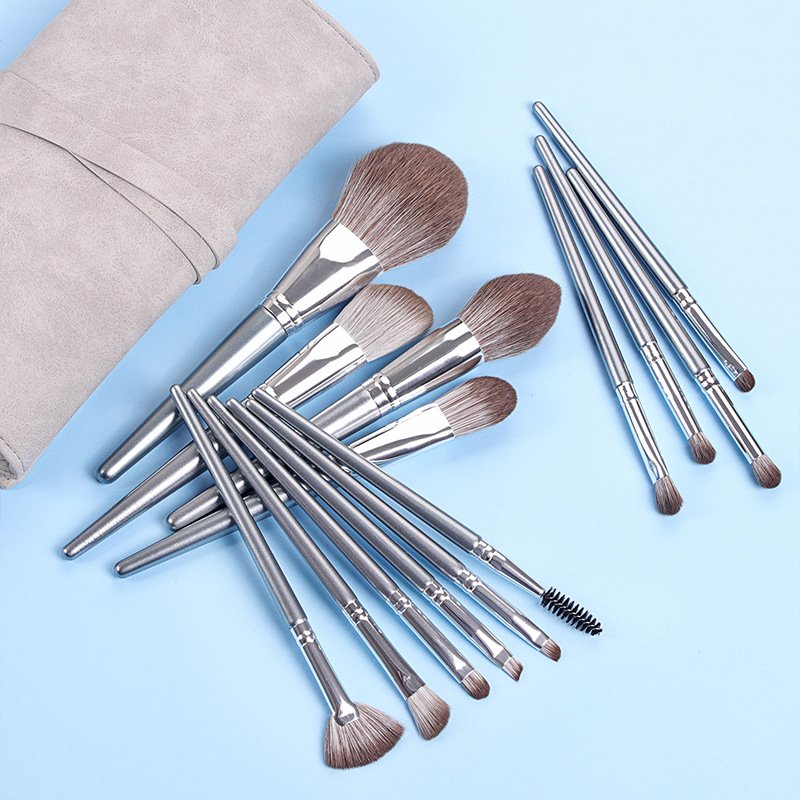 Fenglida fábrica al por mayor 14 pinceles de maquillaje traje mango de aluminio polvo uniforme sombra de ojos cepillo herramientas de belleza maquillaje cepillo conjunto completo