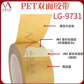 岭冠LG-9731PET双面胶带强力耐高温高粘耐侯硅胶丙烯酸胶生产工厂