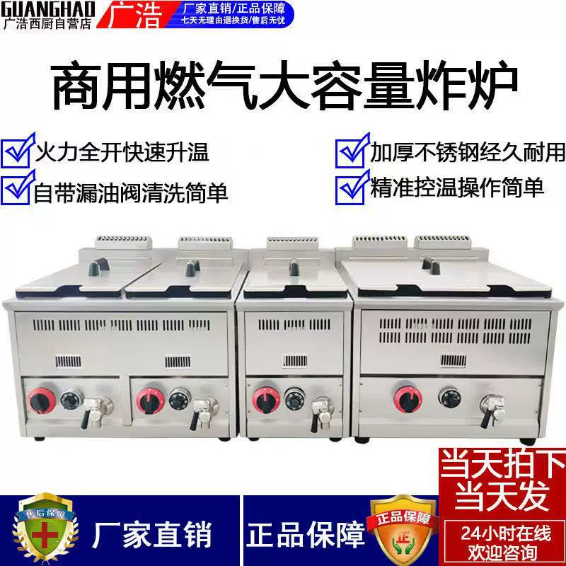 油炸锅商用摆摊燃气炸炉立式大容量双缸炸锅油炸小吃专用小型台式