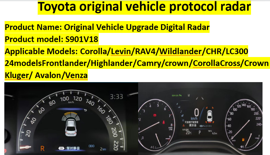 Suitable for Toyota Original Reverse Radar Systems for All Models Such as Wildlander, Crv, Asian Dragon, Han, Frontlander, and Camry