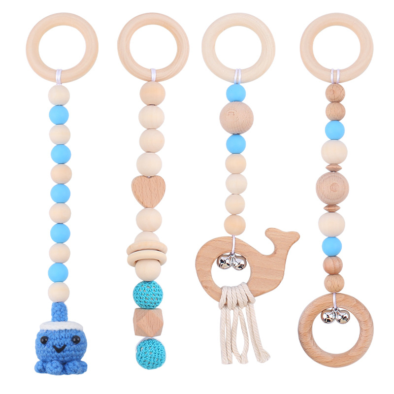 Suministros para bebés de dibujos animados animal cachorro colgante de punto de cuatro piezas de los niños de educación temprana Beech sonajero adornos de juguete