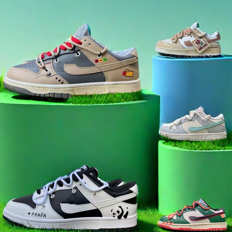 High-Quality Dunk Collaboration Color Matching Men's and Women's Couple Deconstructed Drawstring Dunk Series Low-Top Sports Casual Sneakers High-Quality Dunk Collaboration Color Matching Men's and Women's Couple Deconstructed Drawstring Dunk Series Low-Top Sports Casual Sneakers