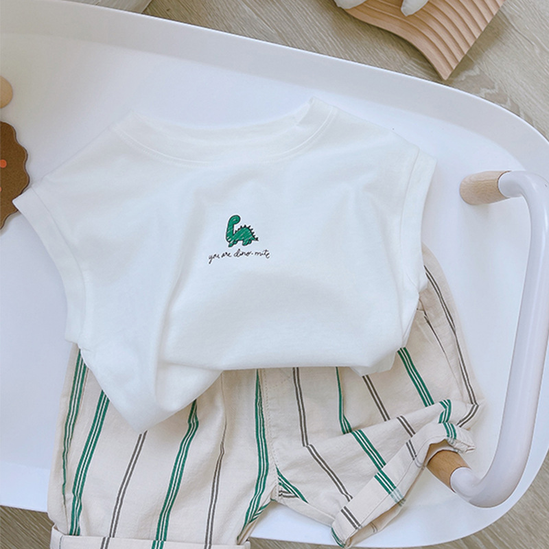 Camiseta sin mangas de algodón puro para niños, nueva moda 2025, informal, versátil, sencilla, linda, top tipo chaleco para verano