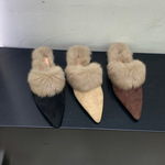 毛毛拖鞋女外穿一脚蹬穆勒皮鞋2025秋冬新款兔毛高级感绝美高跟鞋