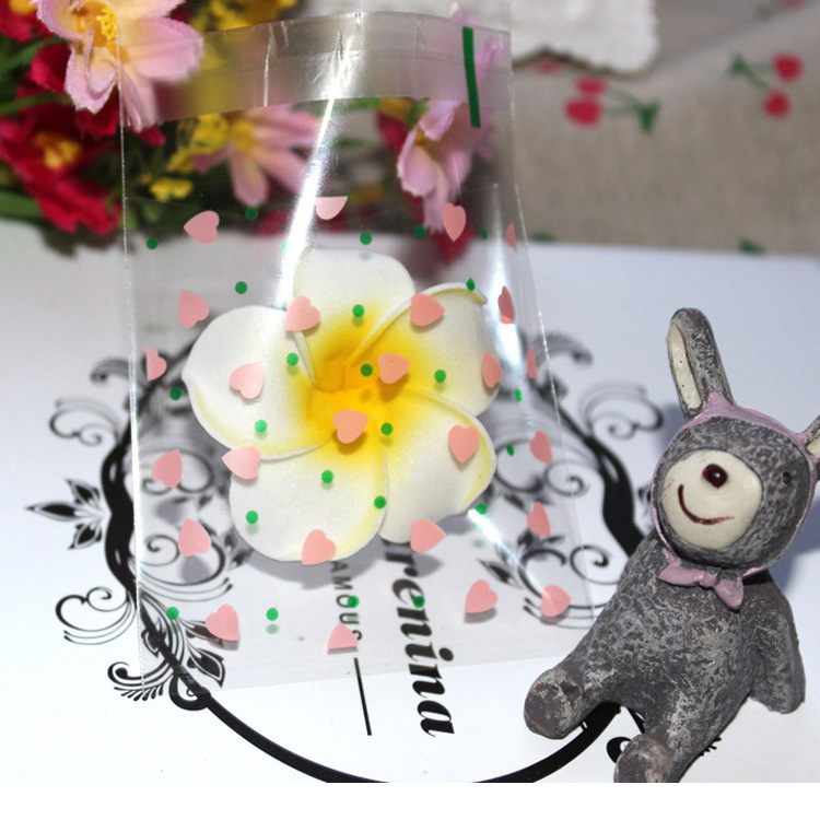 烘焙包装 粉色桃心自粘袋7*7CM点心饼干包装袋 100个批发