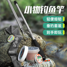 小物钓鱼竿套装微物手竿儿童便携式迷你短节溪流竿超轻超细鳑鲏竿
