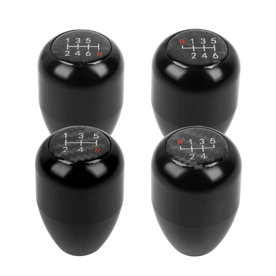 Cross-border with Carbon Fiber Gear Universal 6/5 Gear Manual Gear Car Modified Aluminum Alloy Gear Head Wave Stick Head (Cab and accessories) - black-5-speed-r-upper-left