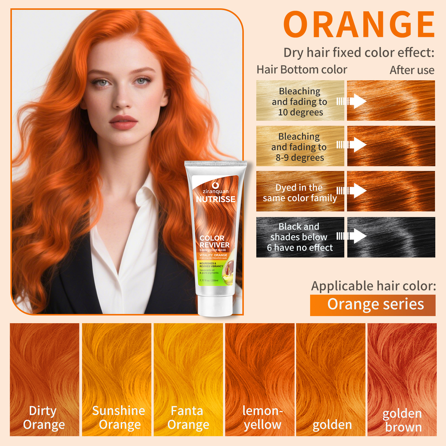 Orange hair mask, 230 ml, color fix