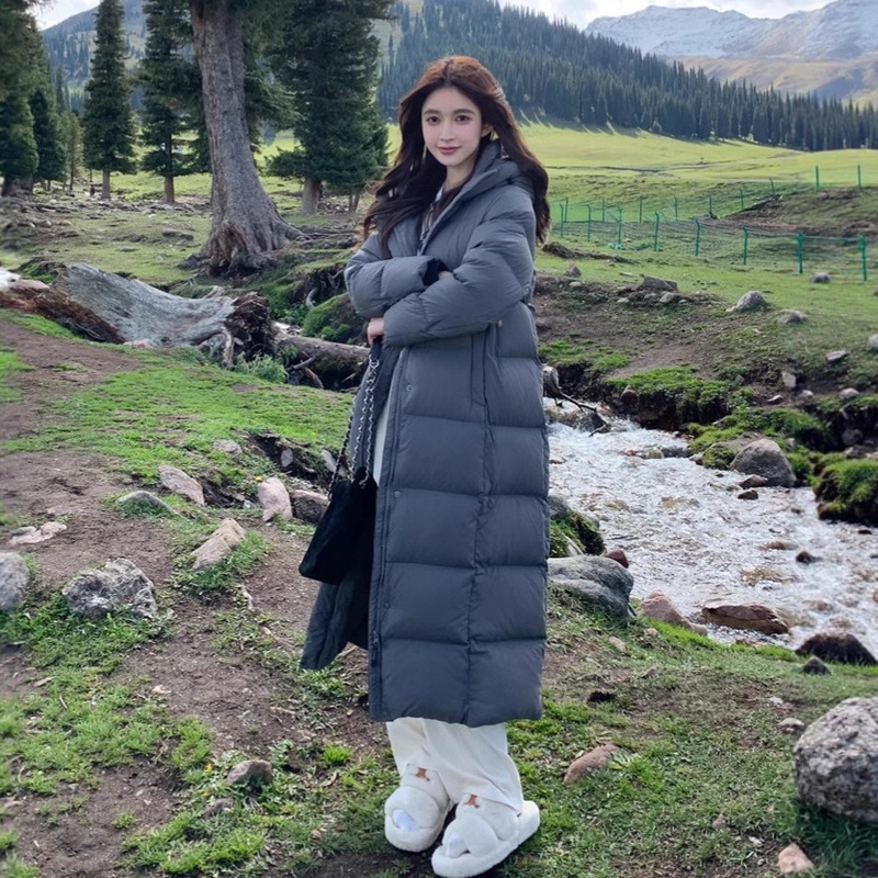 White Goose down Extra-Long Style Northeast Winter Thickened Warm Ankle-Length Couple's down Jacket for Men and Women White Goose down Extra-Long Style Northeast Winter Thickened Warm Ankle-Length Couple's down Jacket for Men and Women