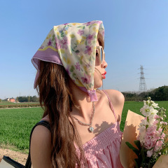 田園綿麻の小さい方の巾のフランスの文芸のスカーフの女性はシャツのスカーフの春の夏の日よけの日焼け止めのスカーフを組み合わせます。