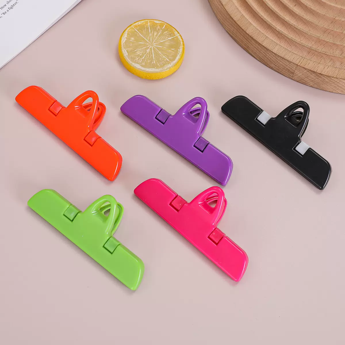 定制简约彩色食品封口夹零食塑料袋密封夹食物保鲜夹食物防潮夹