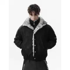 Wolf King Zuo Shandiao Men's Jacket Winter Fleece-Lined Thickened American Short Workwear Men's Coat Ultra-Thick Padded Jacket