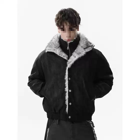 Wolf King Zuo Shandiao Men's Jacket Winter Fleece-Lined Thickened American Short Workwear Men's Coat Ultra-Thick Padded Jacket