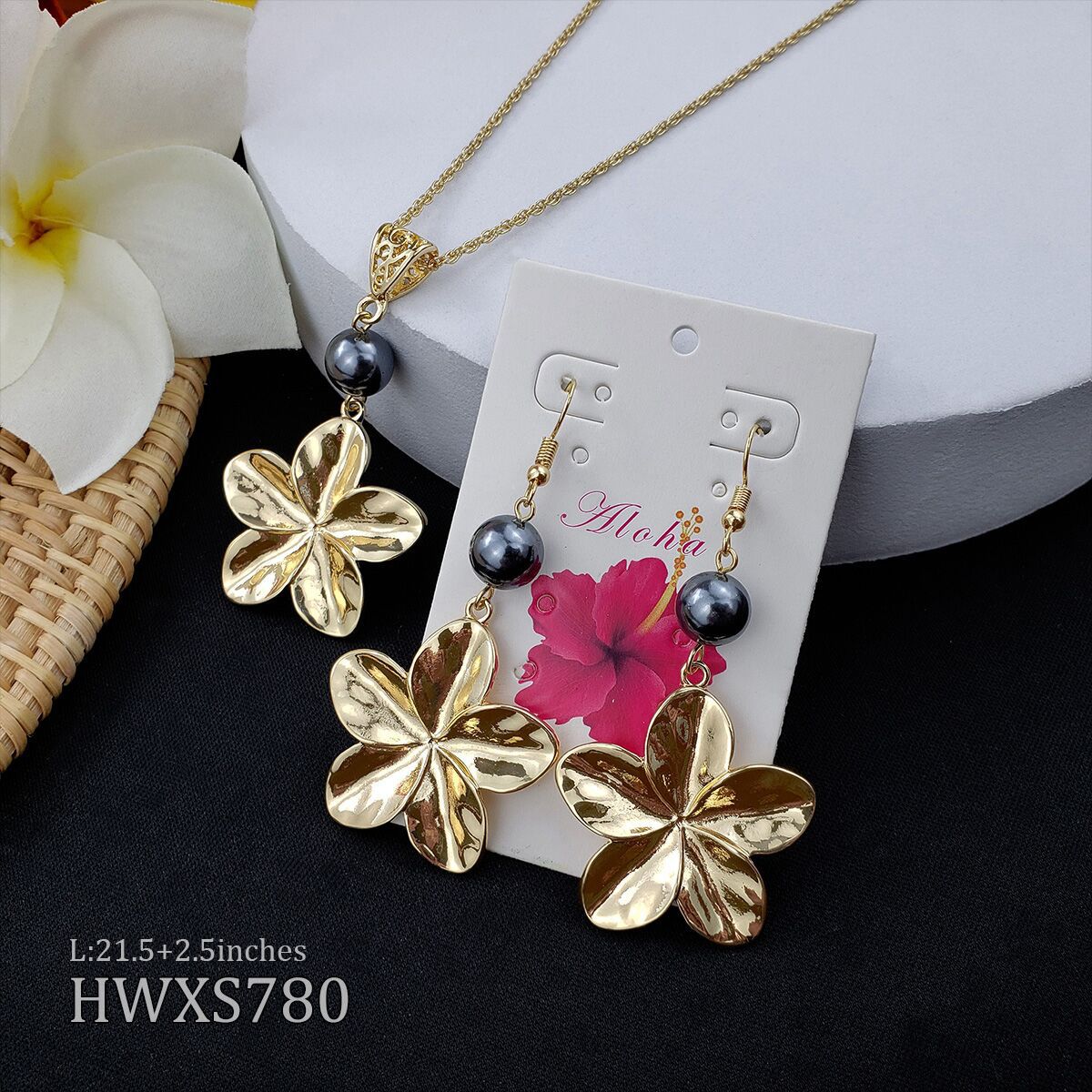 Casual Elegant Flower Alloy Plating Unisex Earrings Necklace display picture 3