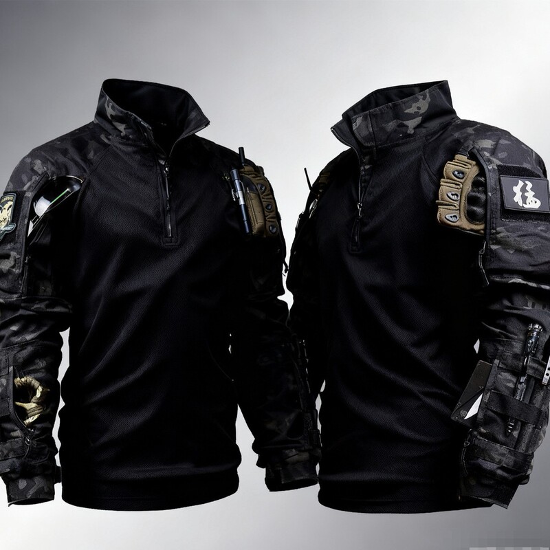 Tactical Frog Suit T-Shirt Long-Sleeve Camouflage Clothing Cs Motorcycle Men's Dark Night Military Fan Suit Instructor Assault G3 Tactical Frog Suit T-Shirt Long-Sleeve Camouflage Clothing Cs Motorcycle Men's Dark Night Military Fan Suit Instructor Assault G3