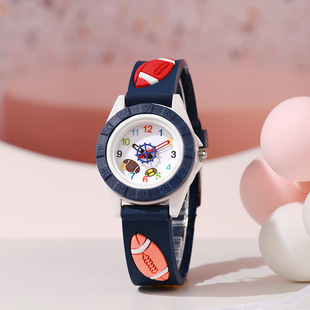 New sports rugby children's cartoon watch cute primary school students quartz watch fashion plastic silicone children's watch