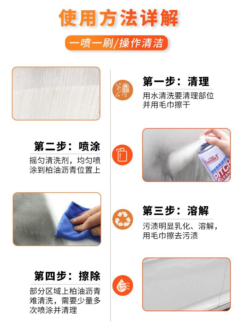 Car Asphalt Cleaner Asphalt Remover Car Decontamination Shellac Remover Cleaning and Maintenance Powerful Decontamination