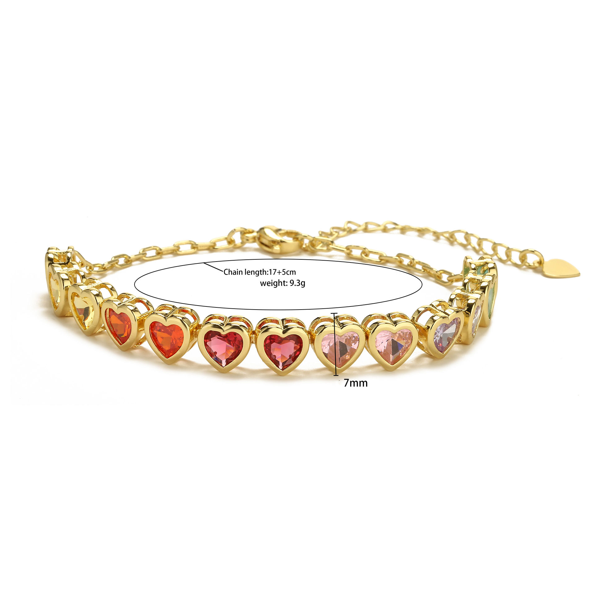 Heart Shape Pattern Sweet Heart Shape Copper Inlay Zircon Bracelets Necklace