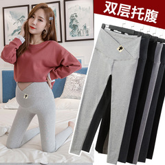Pregnant women's pants suitable for spring and autumn, outerwear, plus size, high-waisted, winter warm lined maternity leggings, one-piece drop shipping