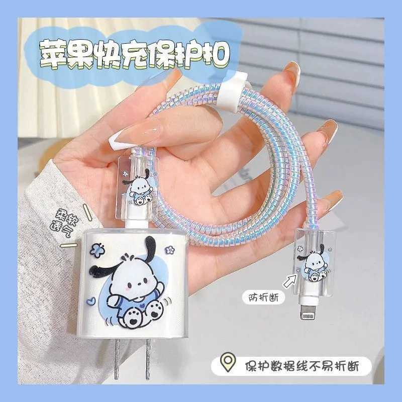 Защитный чехол для кабеля Apple 20 Вт, iPhone 16/15, с изображением мультяшной собаки Пача, предотвращающий повреждение кабеля при перегрызании.