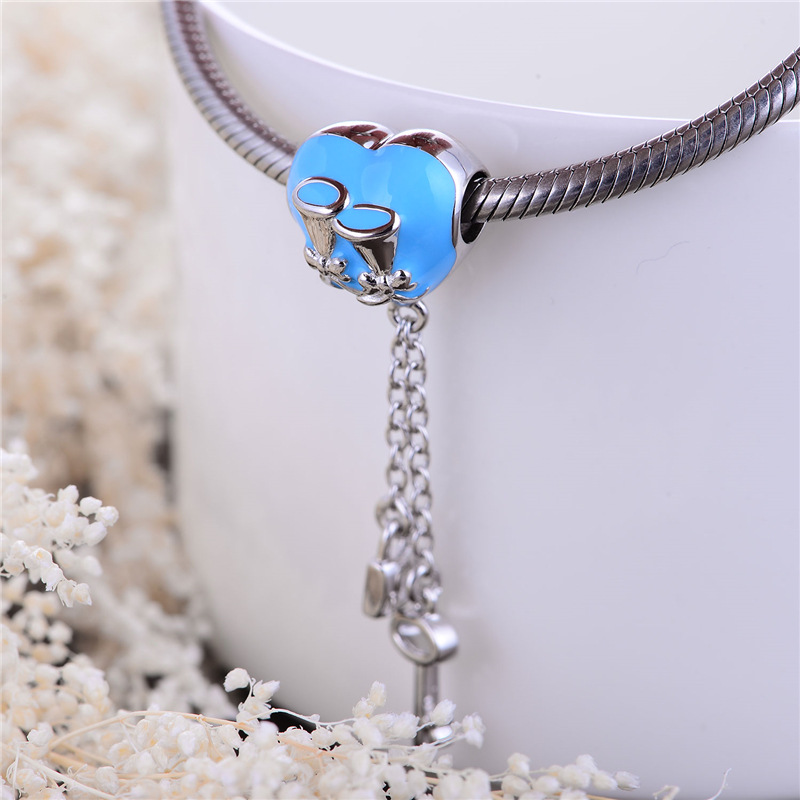 1 Pièce Sucré Lettre Forme De Cœur Argent Sterling Incruster Pendentif Bijoux Accessoires display picture 23