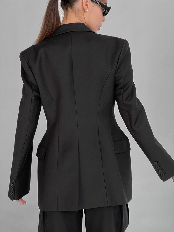 Áo vest nữ cổ chữ V dáng ôm eo tôn dáng, tay dài, phong cách công sở — Màu trắng, Màu đen, Màu đỏ rượu, màu nâu nhạt chi tiết 40