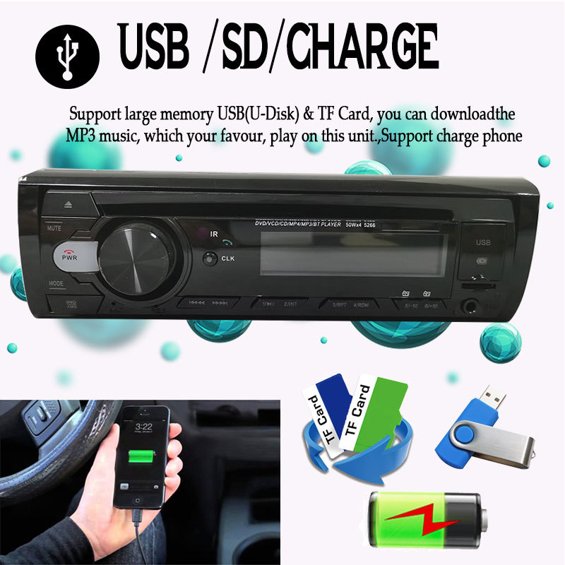 24V Truck Car Dvd Cd Player Car Mp3 Stereo Bluetooth Hands-Free Fm Audio Radio Universal