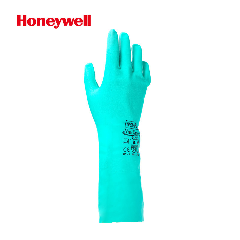 霍尼韦尔LA102G无衬直筒非一次性手部防护丁腈防化劳保手套