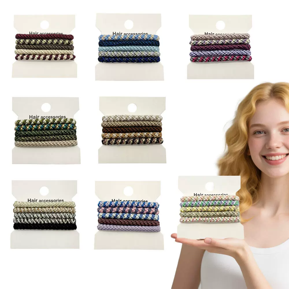 外贸出口欧美原单编织发绳发圈加粗耐用高马尾皮筋女发饰套装批发