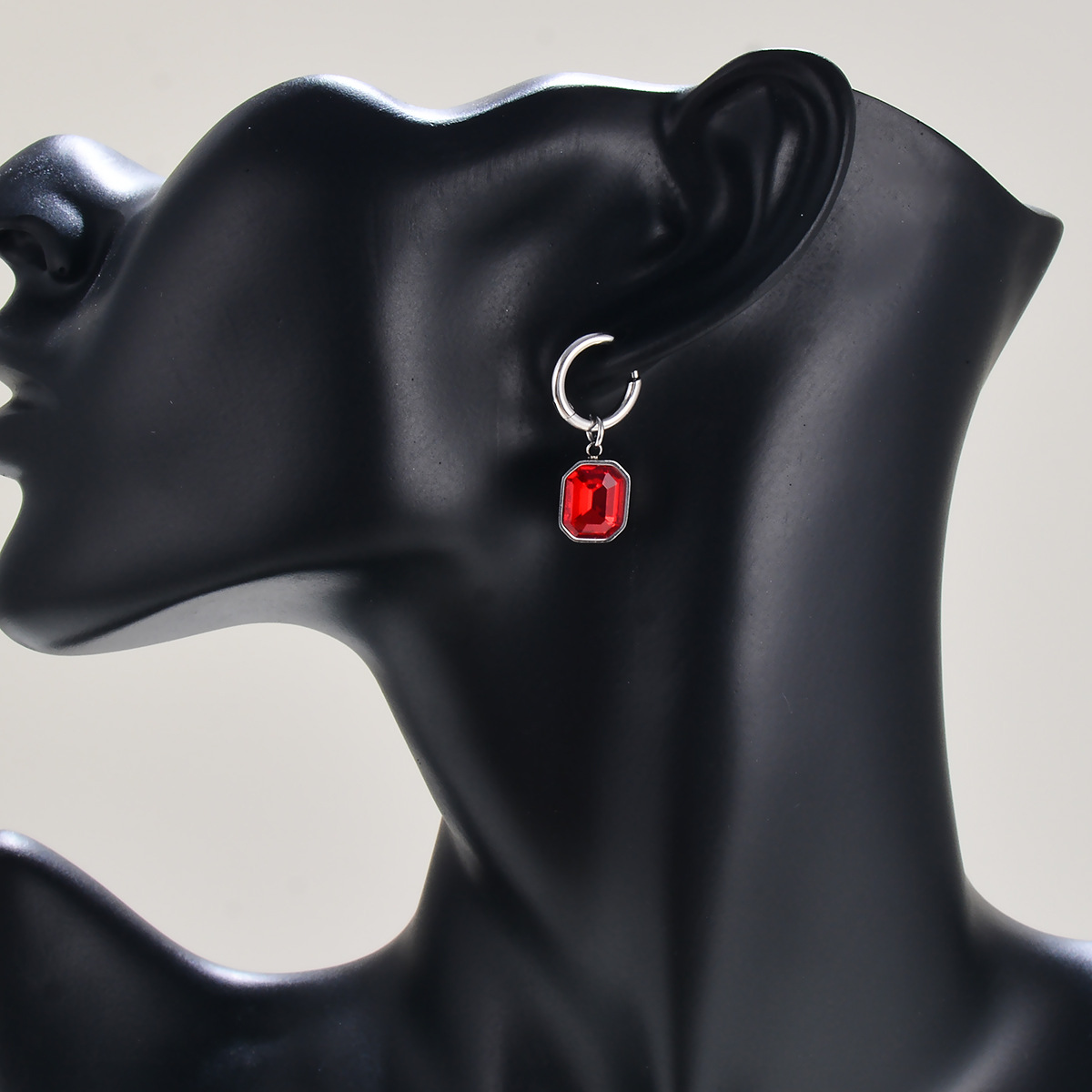 Daily Occasion 304 Stainless Steel Material 1 Pair Simple Style Square Plating Inlay Stainless Steel Glass Drop Earrings