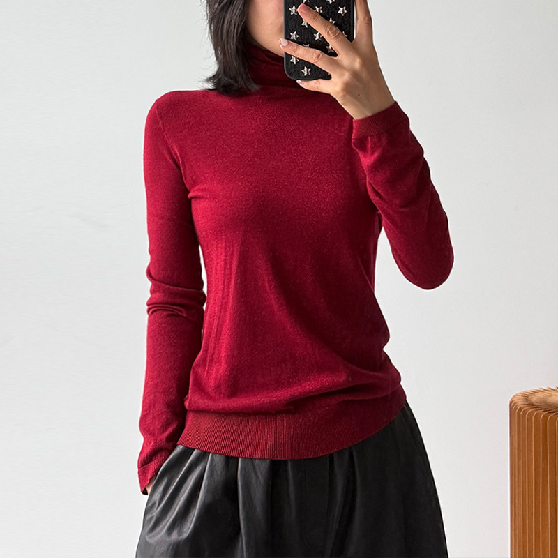 Italian Bc Silk Cashmere Turtleneck Comfortable Slim Fit Warm Knitted Cashmere Sweater Versatile Bottoming Shirt with Slight Flaws