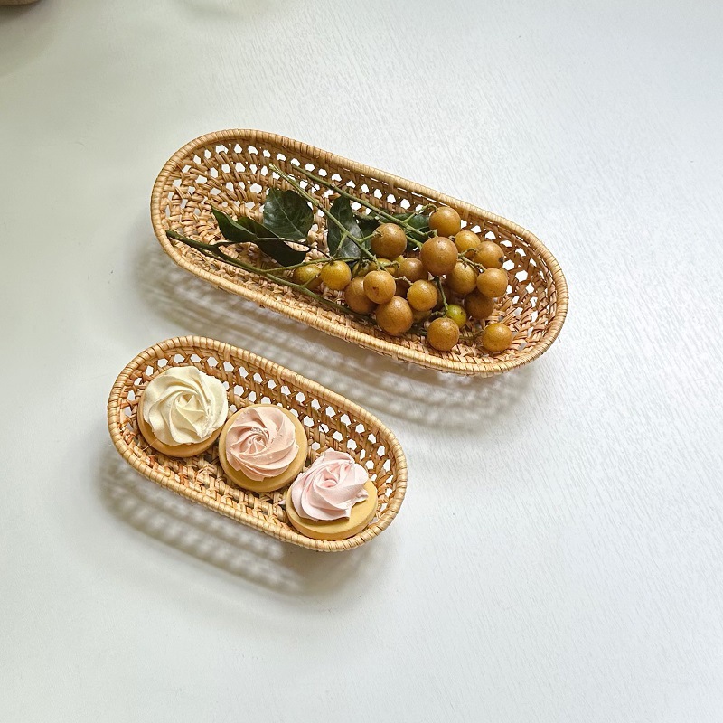 Vietnam de caña trenzada bandeja de fruta cesta trenzada cesta de comida pan