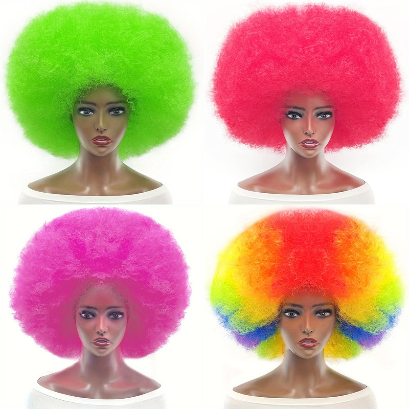 Mufei Oversized Afro Clown Fan Wig Set Fluffy Masquerade Decoration Cosplay Wig